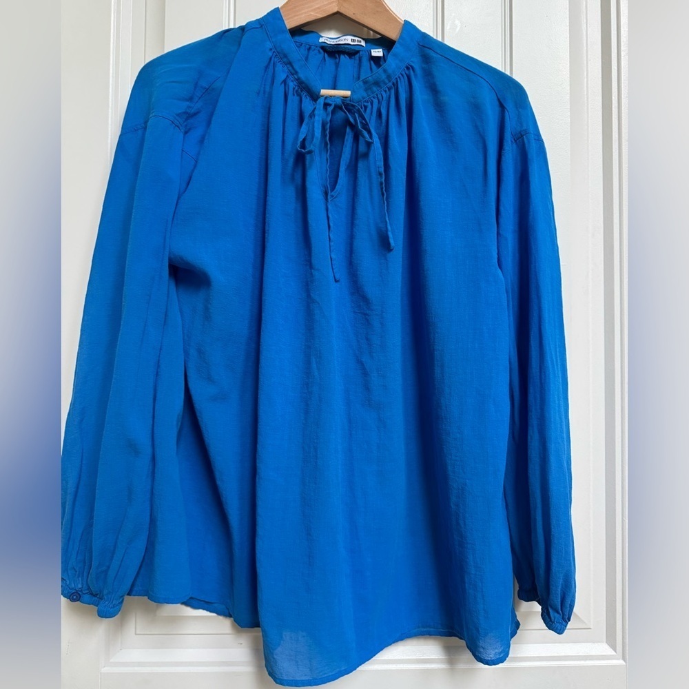 Uniqlo x JW Anderson collab Blue Sheer Cotton Flowy Peasant Blouse. Size XS